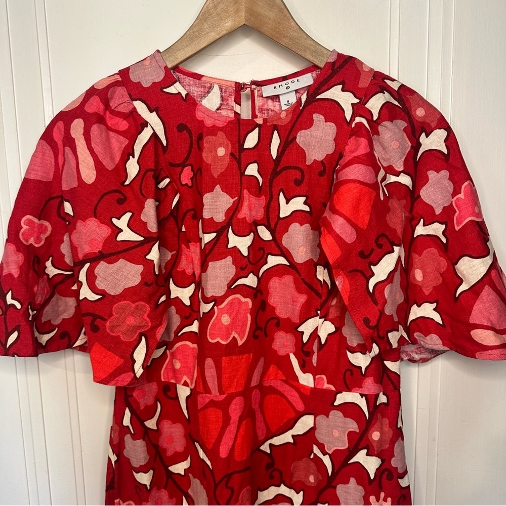 Rhode by Target Red Floral Midi Dress - Women's Elegant Patterned Dress - Picture 2 of 11